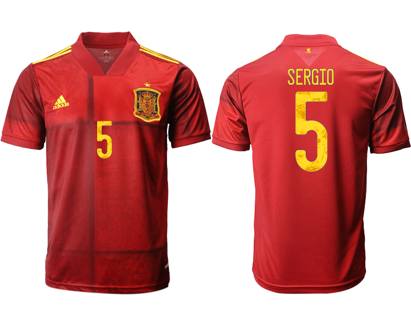 Men 2021 Europe Spain home AAA version #5 soccer jerseys->spain jersey->Soccer Country Jersey